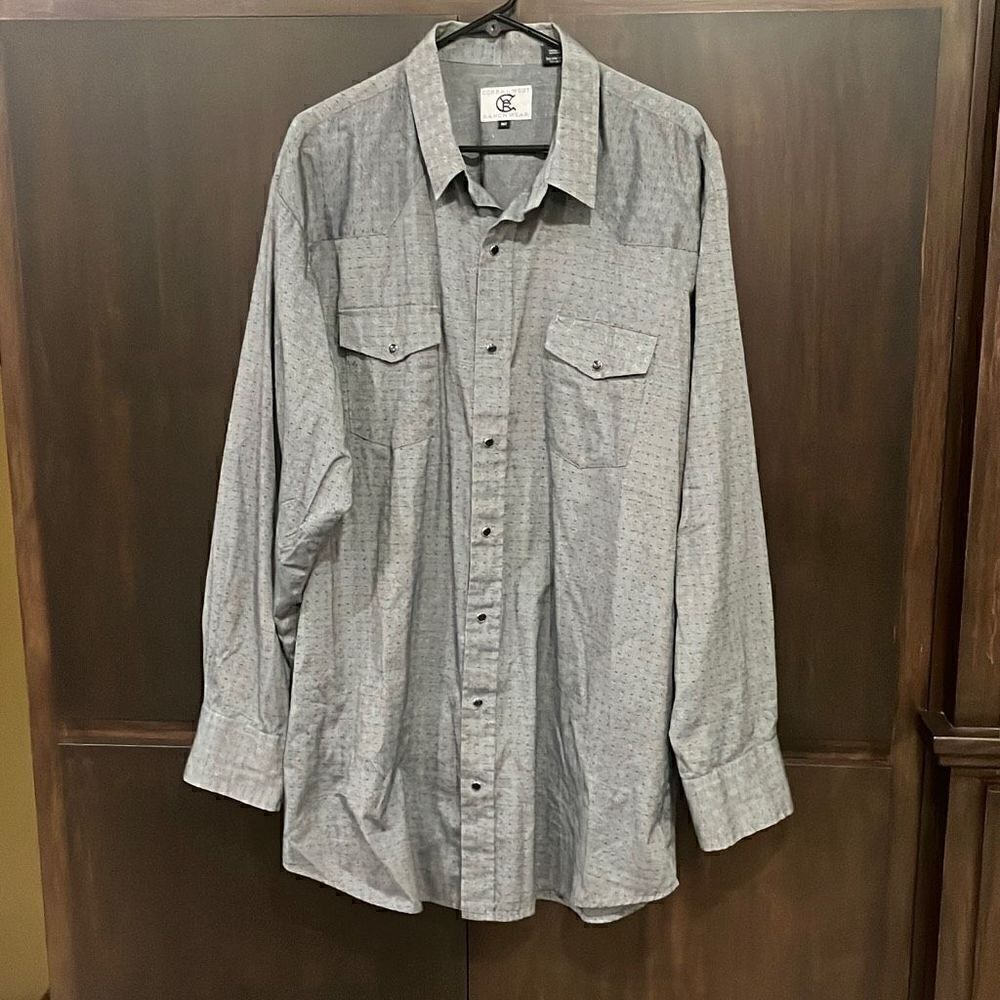 Corral West Ranch Wear Gray‎ Pearl Snap Shirt 2XL Tall